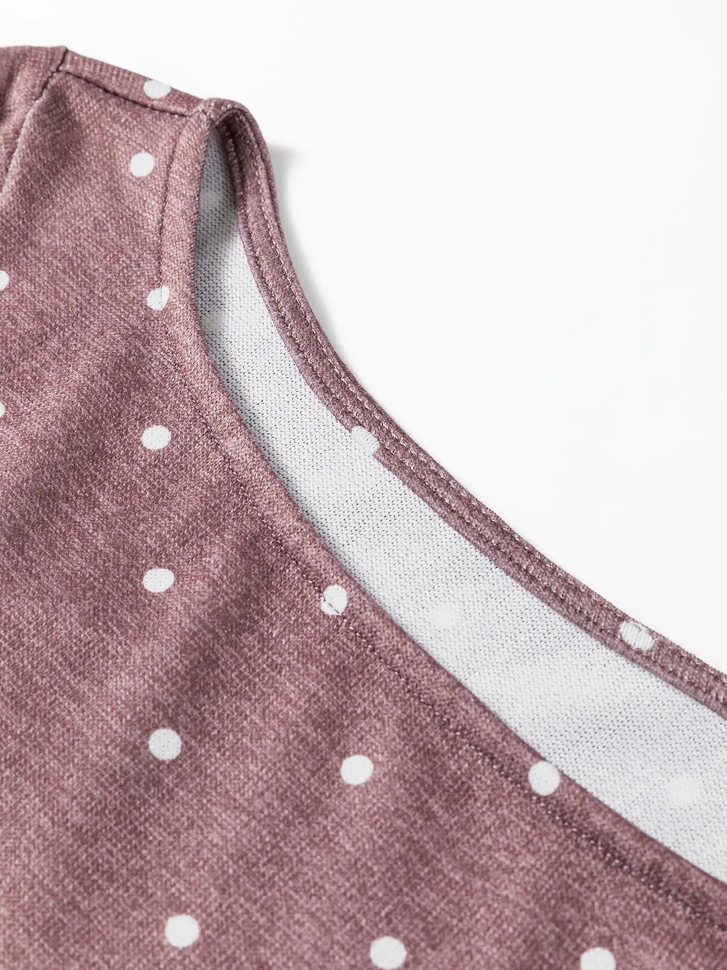 Polka Dot Boatneck Long Sleeve Knit T-Shirt