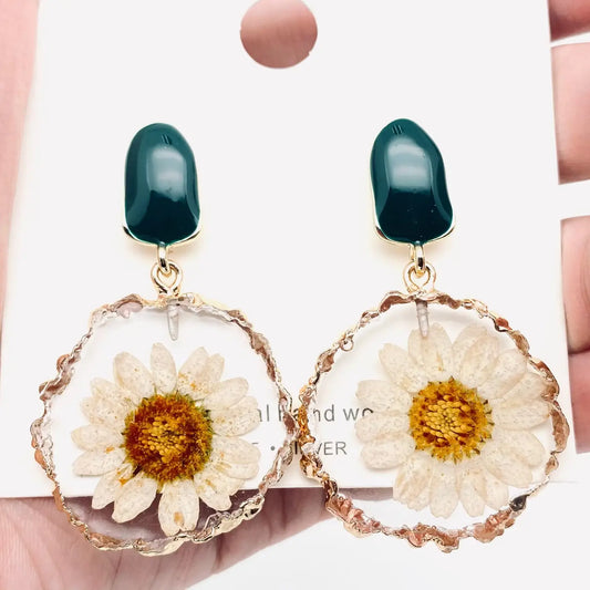 Golden Resin Statement Earrings