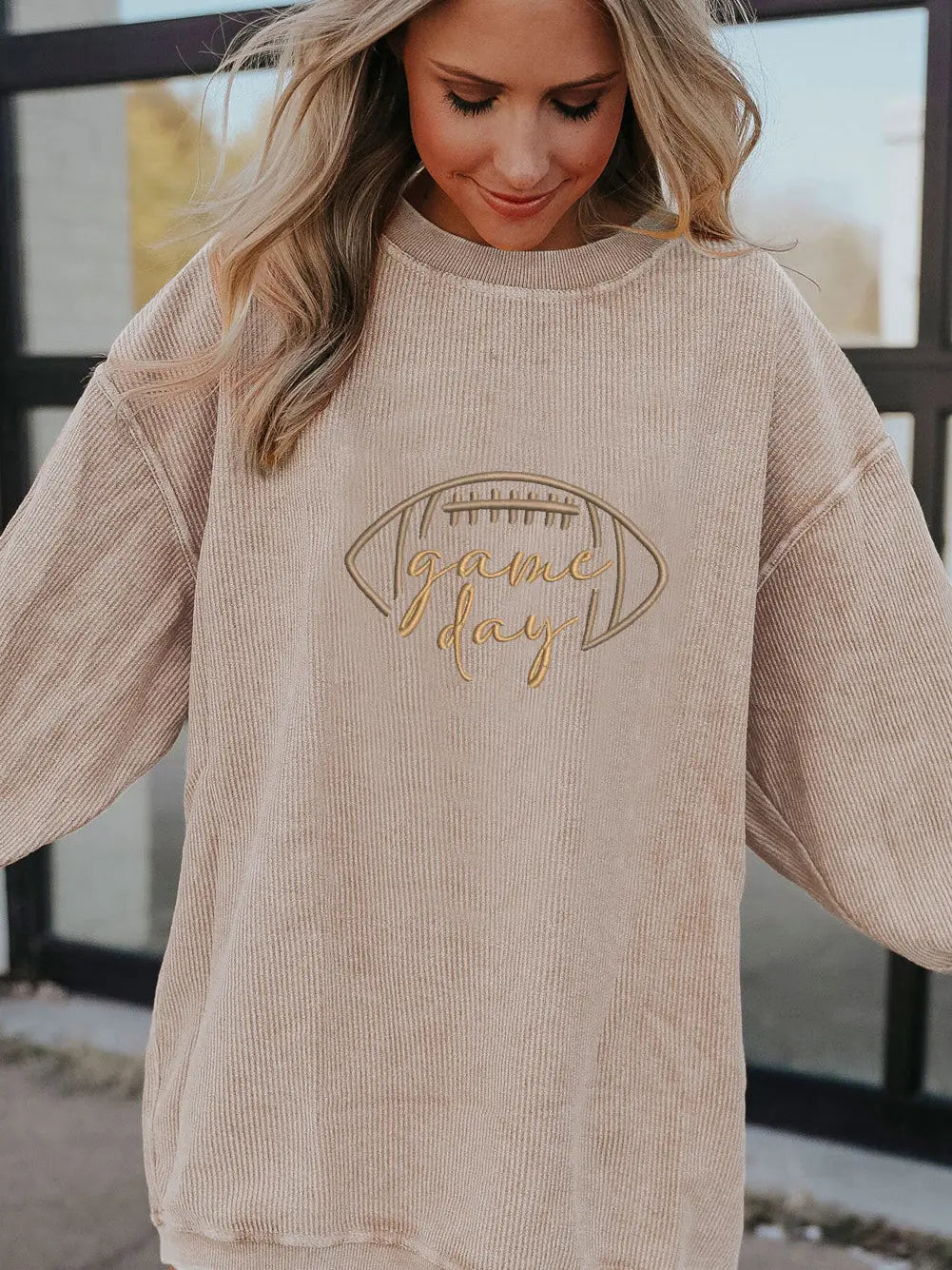 Game Day Oversize Ribbed Sweatshirt