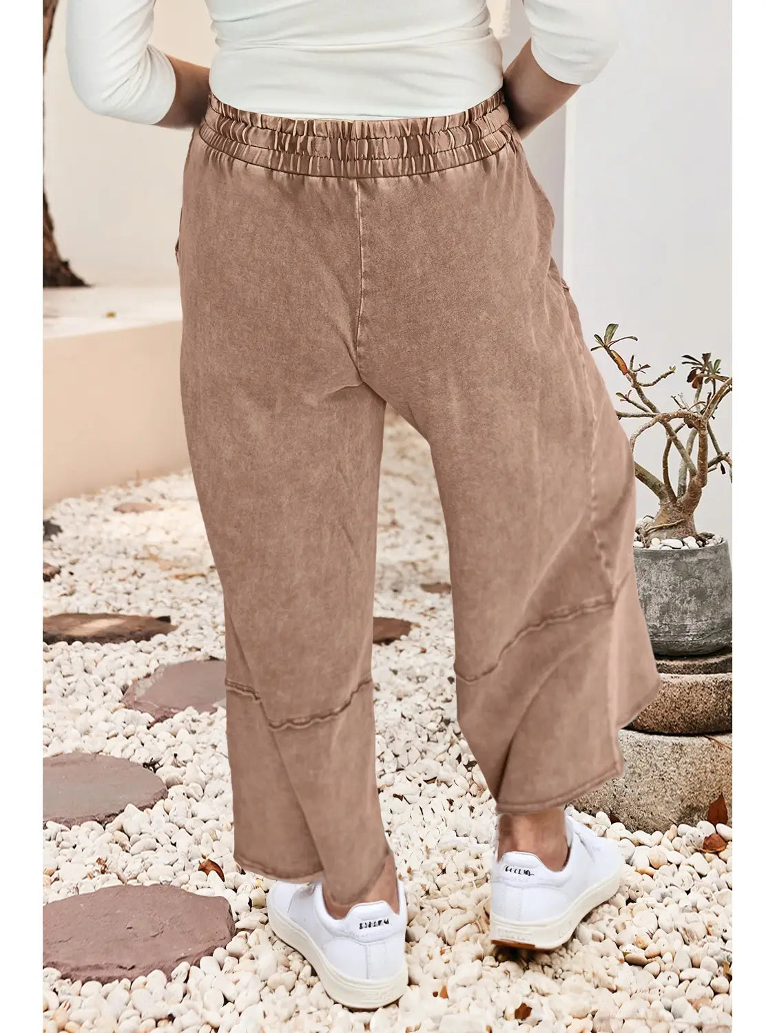 LDC Floral Patch Mineral Washed Terry Knit Cropped Pants