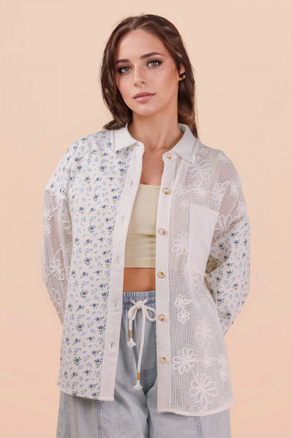 Vintage Floral Lace Patchwork Shirt