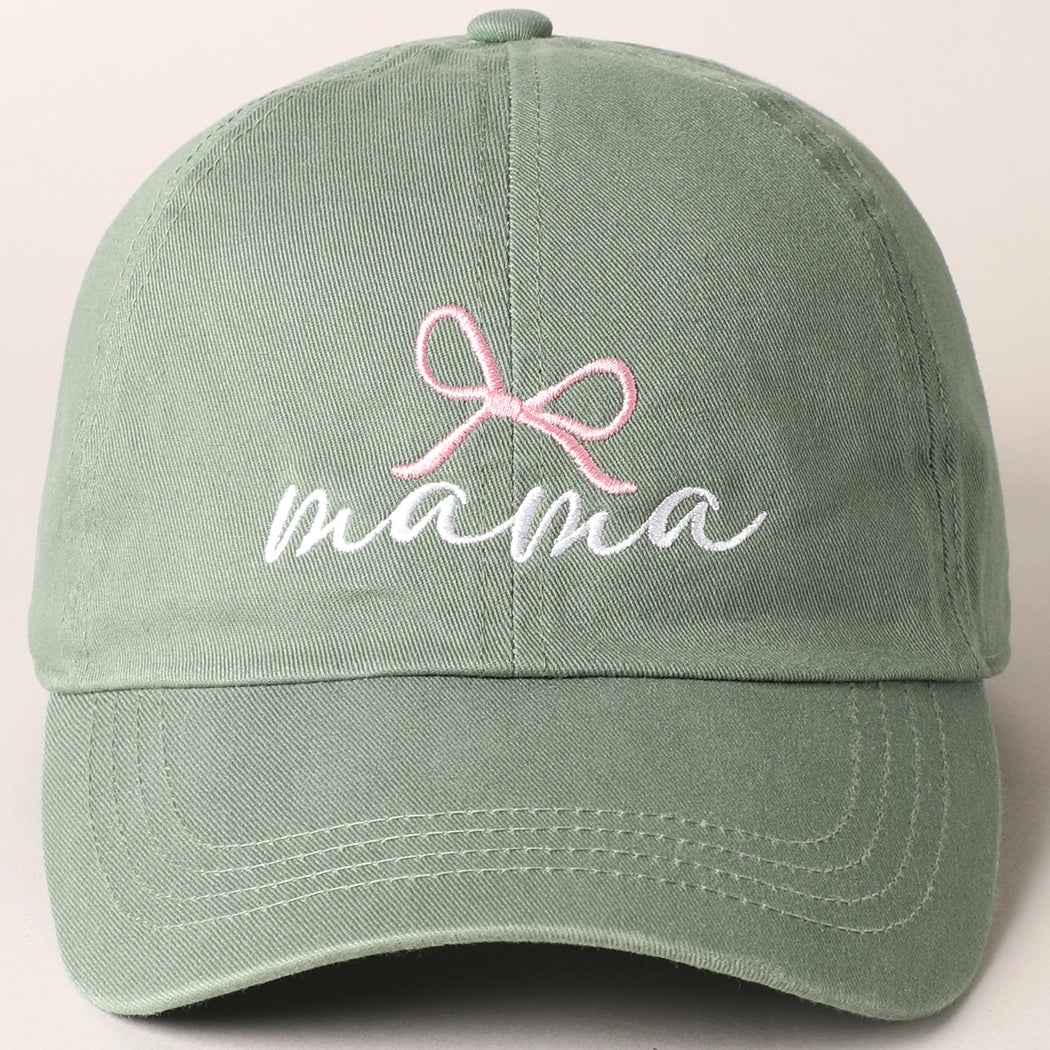 Sage Mama Bow Embroidered Baseball Cap