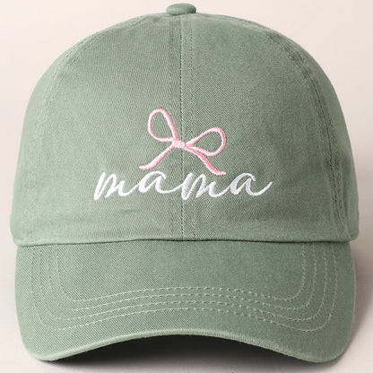 Sage Mama Bow Embroidered Baseball Cap
