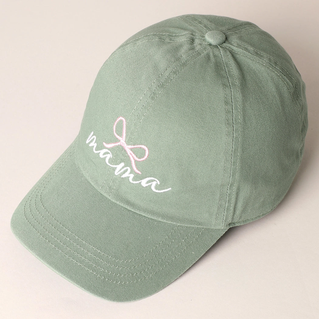 Sage Mama Bow Embroidered Baseball Cap