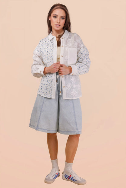 Vintage Floral Lace Patchwork Shirt