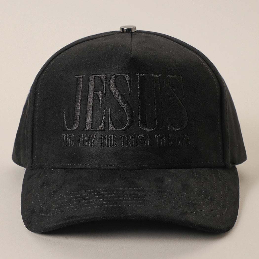 Jesus Embroidered Faux Suede Baseball Cap