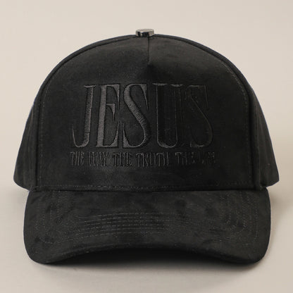 Jesus Embroidered Faux Suede Baseball Cap