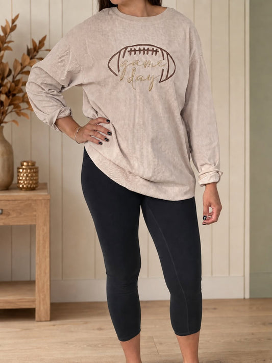Game Day Oversize Ribbed Sweatshirt