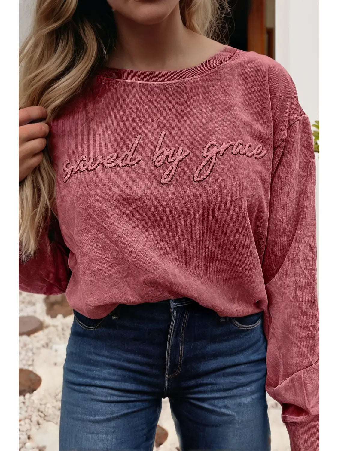 Saved by Grace Mineral Wash Sweatshirt