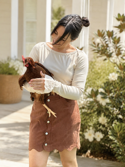 Coffee Button-Front Corduroy Mini Skirt