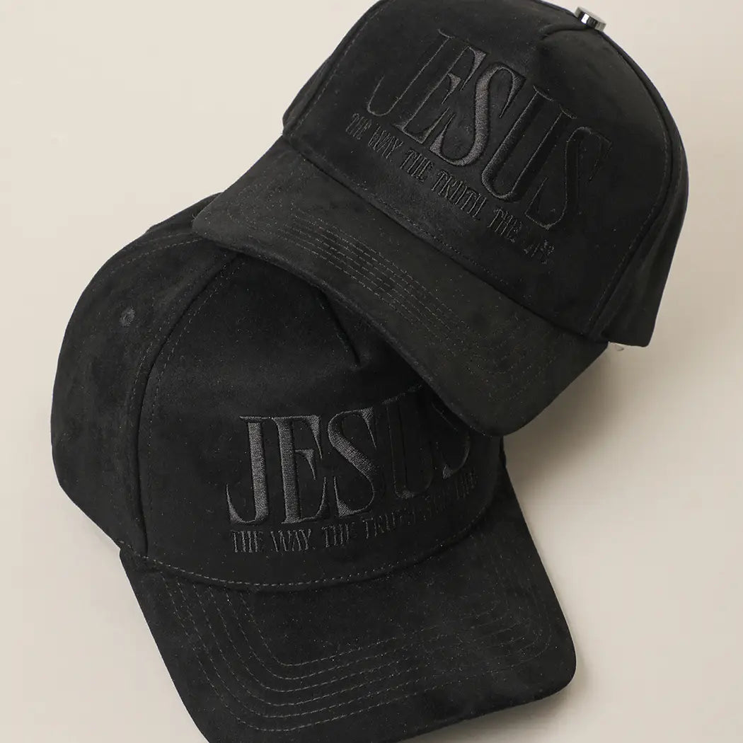 Jesus Embroidered Faux Suede Baseball Cap