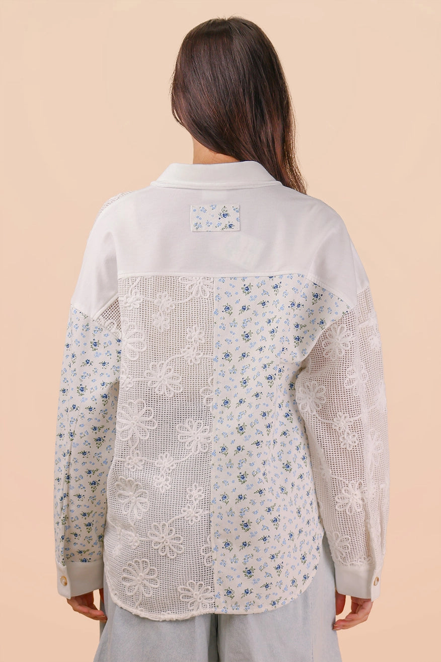Vintage Floral Lace Patchwork Shirt