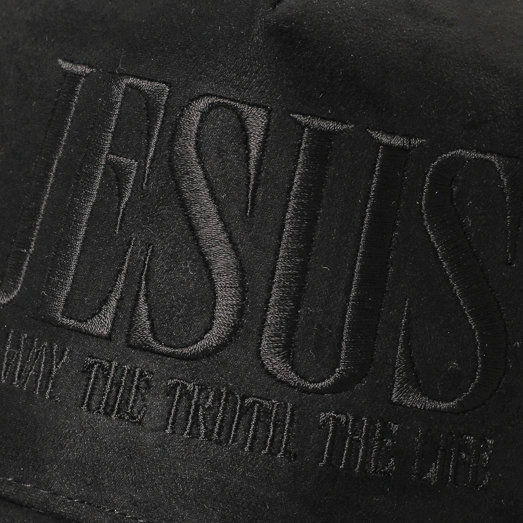 Jesus Embroidered Faux Suede Baseball Cap