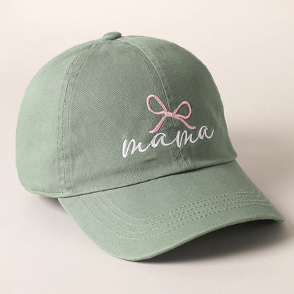 Sage Mama Bow Embroidered Baseball Cap